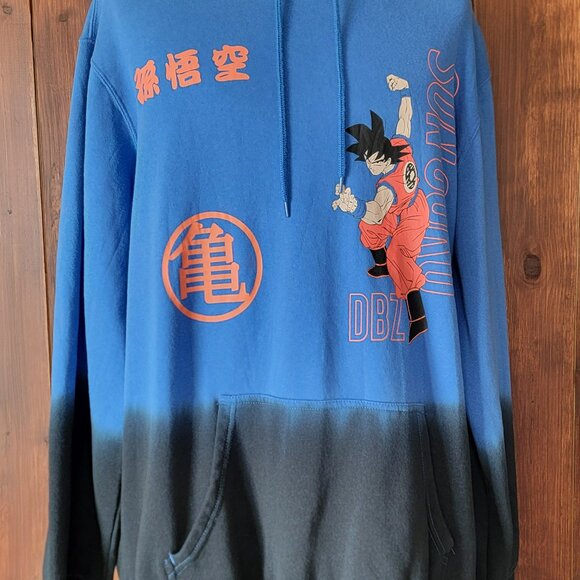 Mens Dragonball Z Blue/Black Son Goku Premium Logo Hoodie Sweatshirt Sz 2XL - Picture 10 of 12